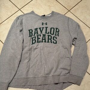 Under Armour Gray Crewneck light sweatshirt with Green Baylor Bears Logo size XL